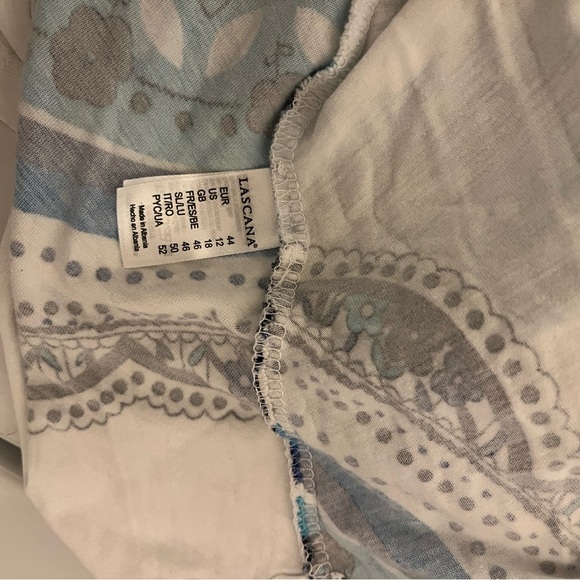 Lacana White and Blue Patterned Sleeveless Dress - Picture 9 of 9